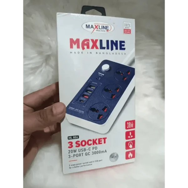 Maxline 3 Socket & 4 USB With Lightning Port